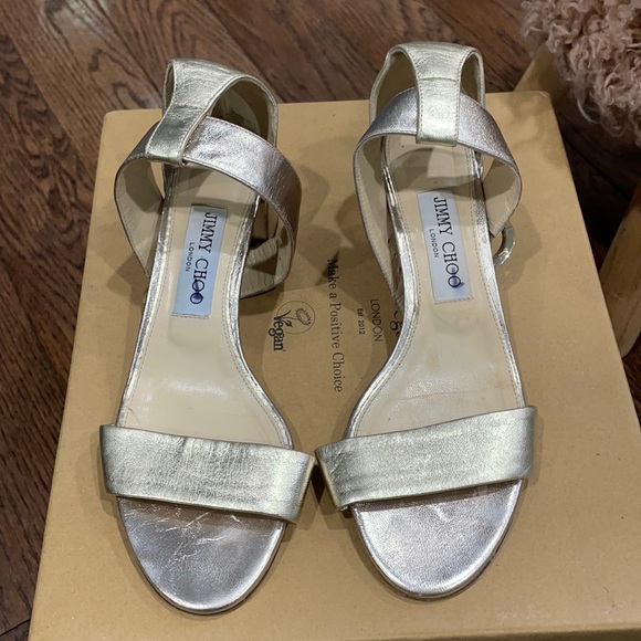 Jimmy Choo Shoes - Jimmy choo size 37 gold 2 inch heel sandals